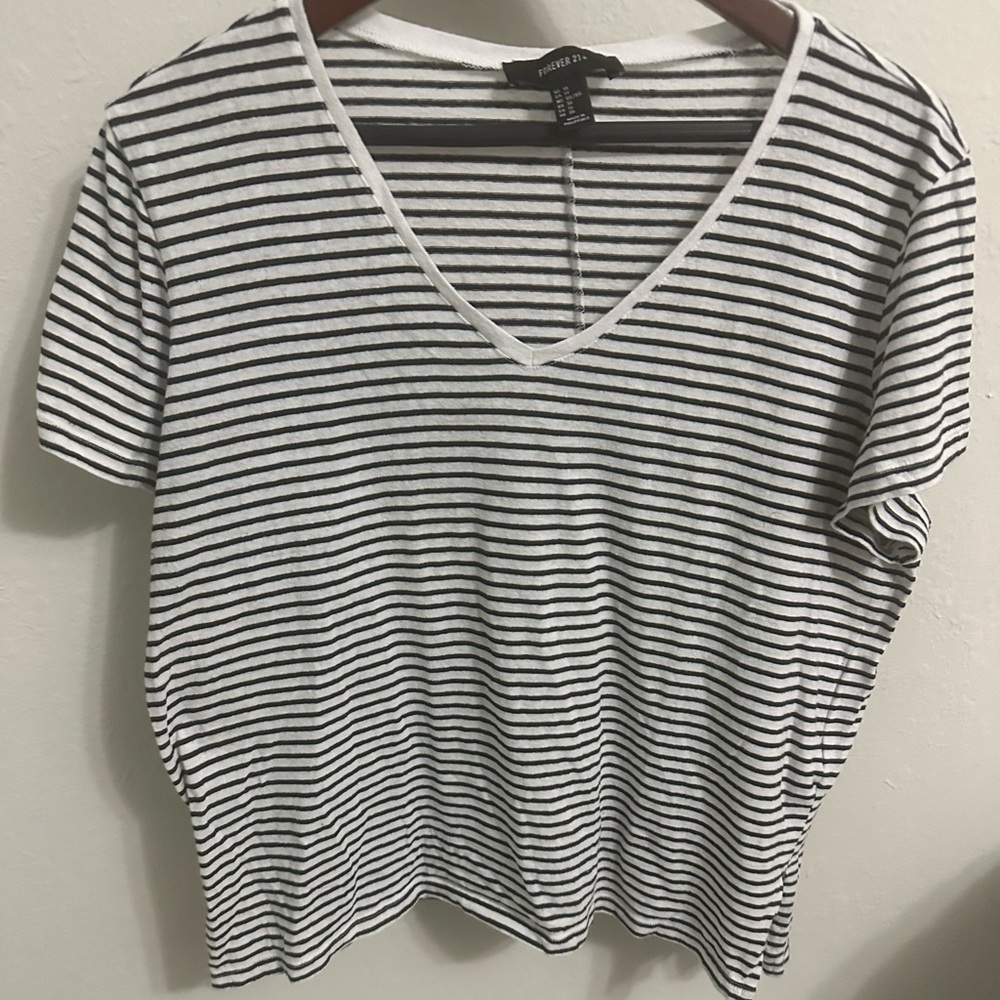 Forever 21+ Black and White Striped T-Shirt